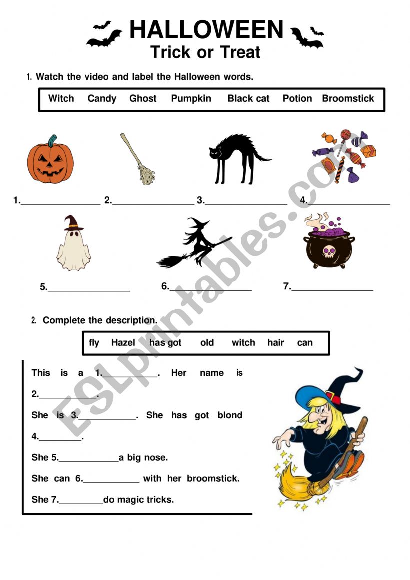 Trick or Treat Short Film worksheet