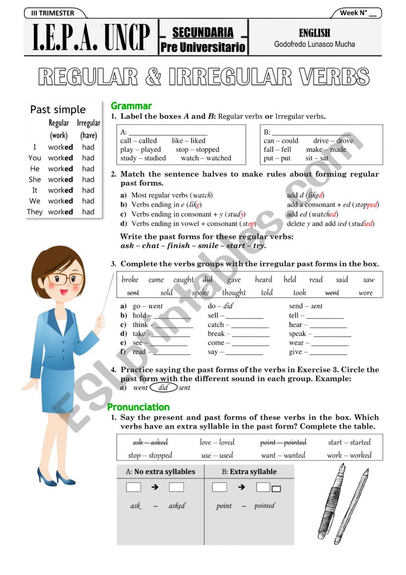 Regular and Irregular Verbs worksheet