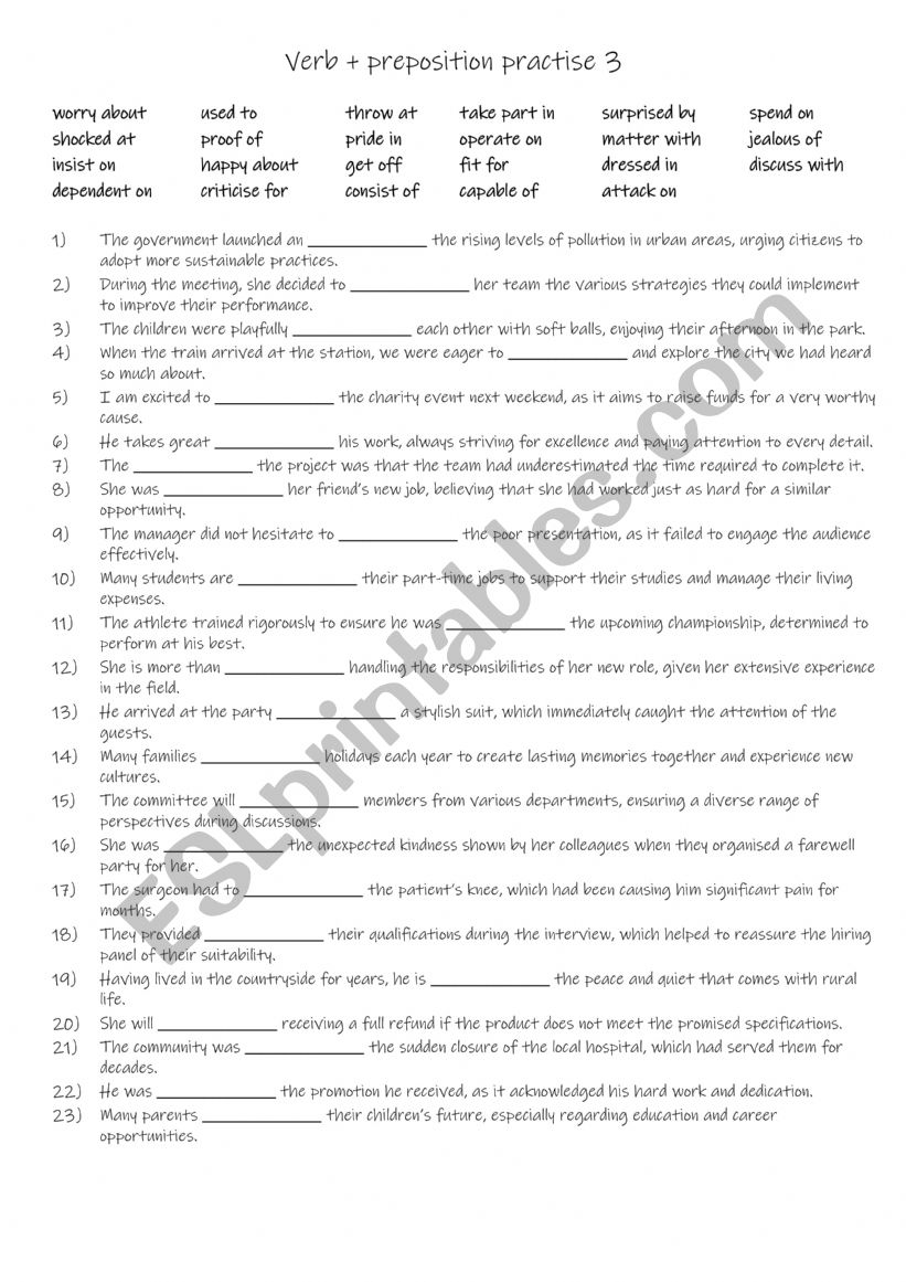 B1-B2 Verb + preposition practise 3