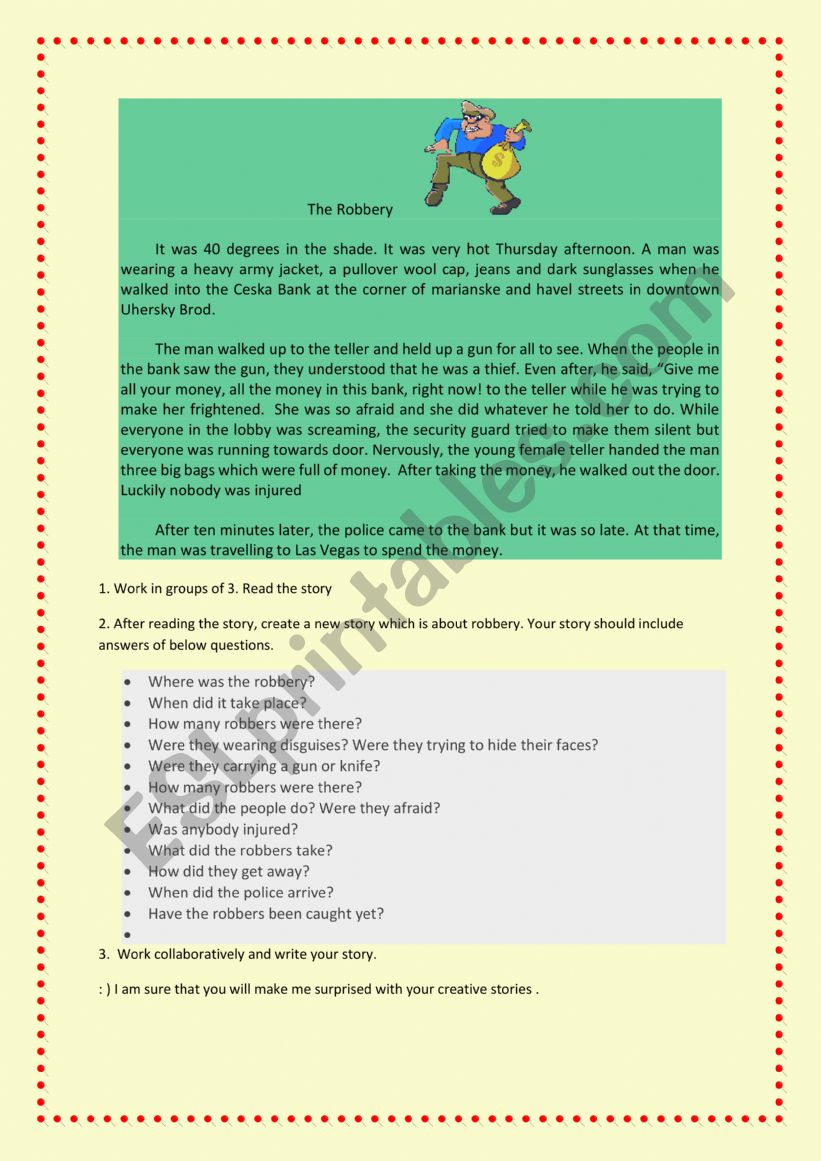 Robbery  worksheet