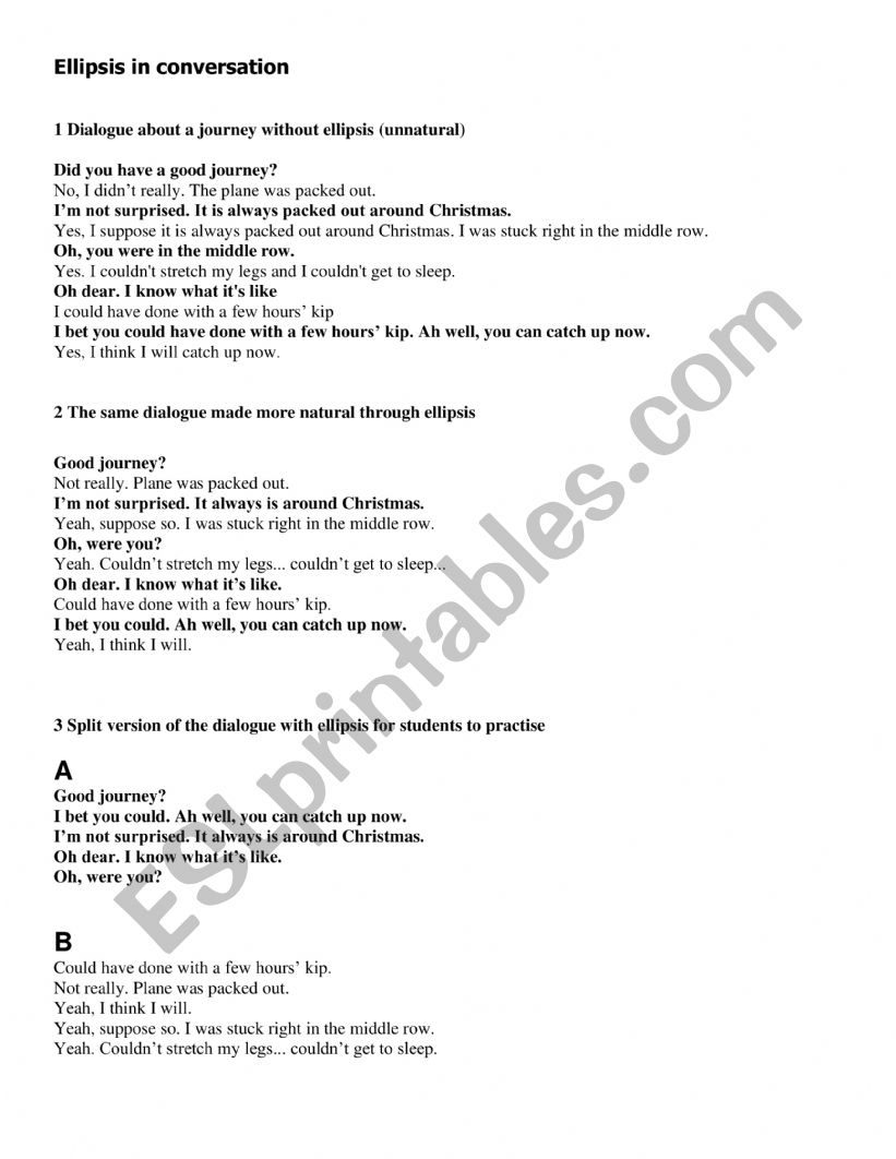 Elipsis Dialogue worksheet