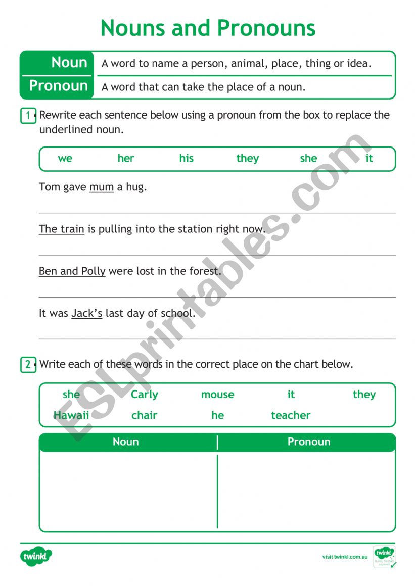 Parts of Speech Piarwork worksheet