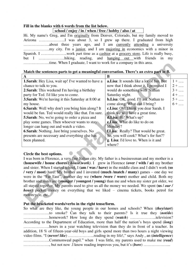 First form consolidation lesson 1 part 1