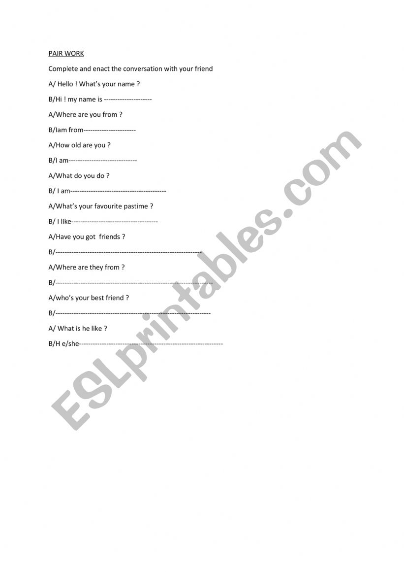 friends worksheet