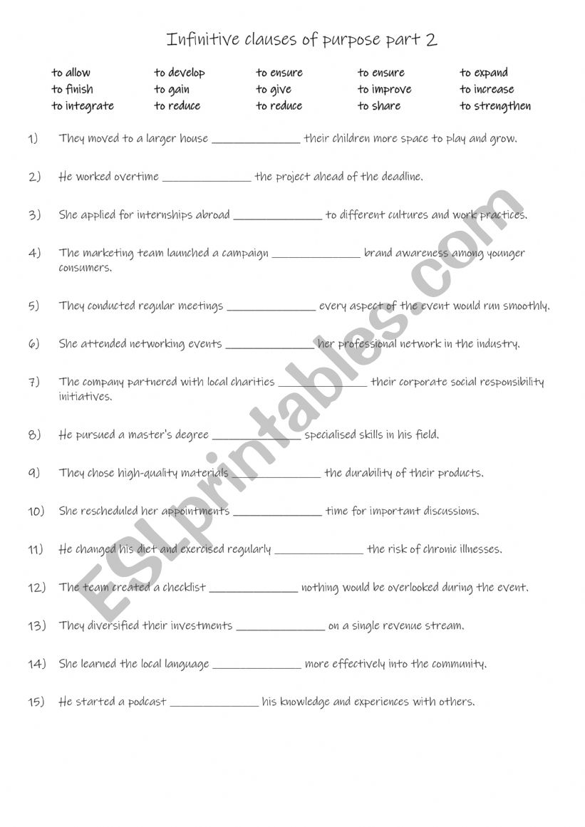 B1+-B2 Infinitive clauses of purpose 2