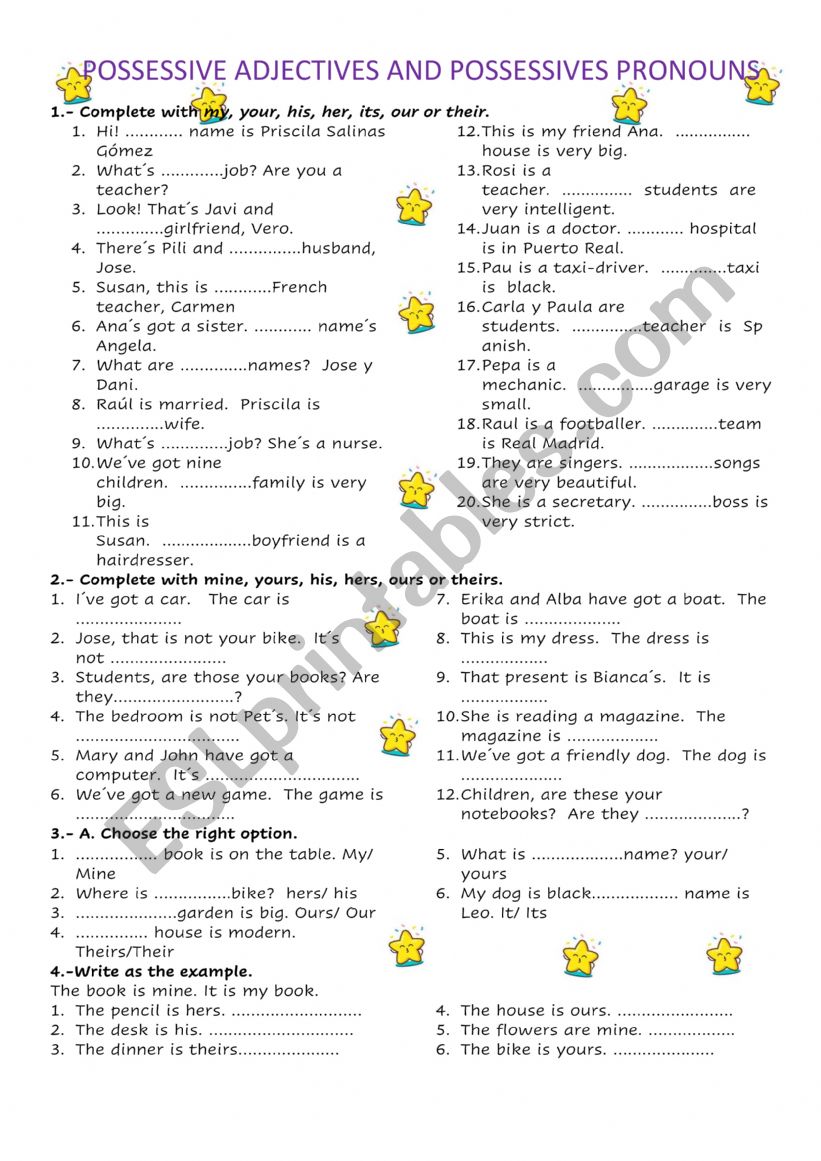 Possessives worksheet