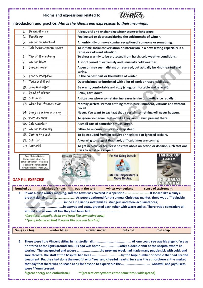 IDIOMS AND EXPRESSIONS RELATED TO WINTER