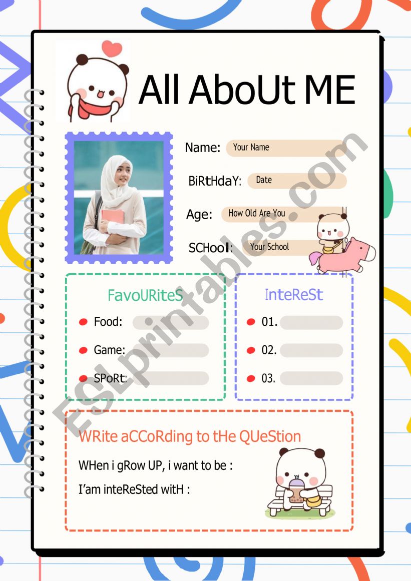 ALL ABOUT ME PART 3 worksheet