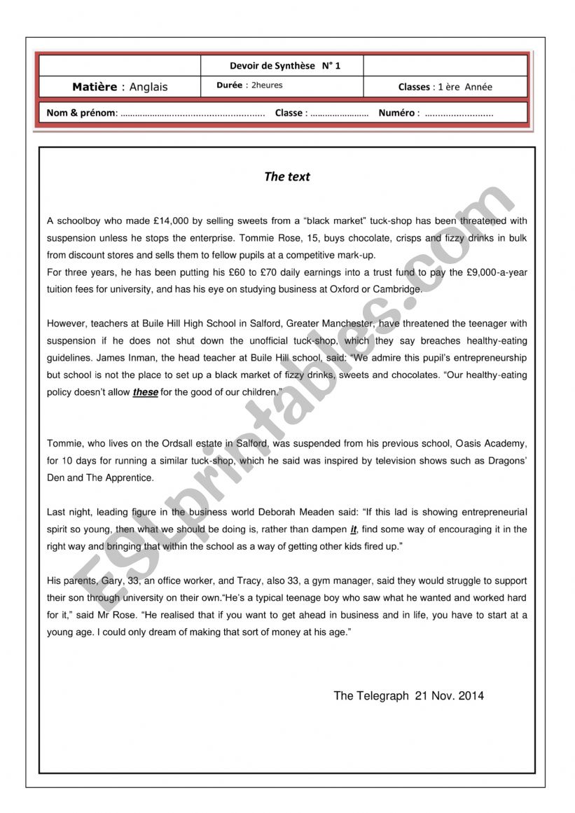 End of term 1  for 1st year  worksheet