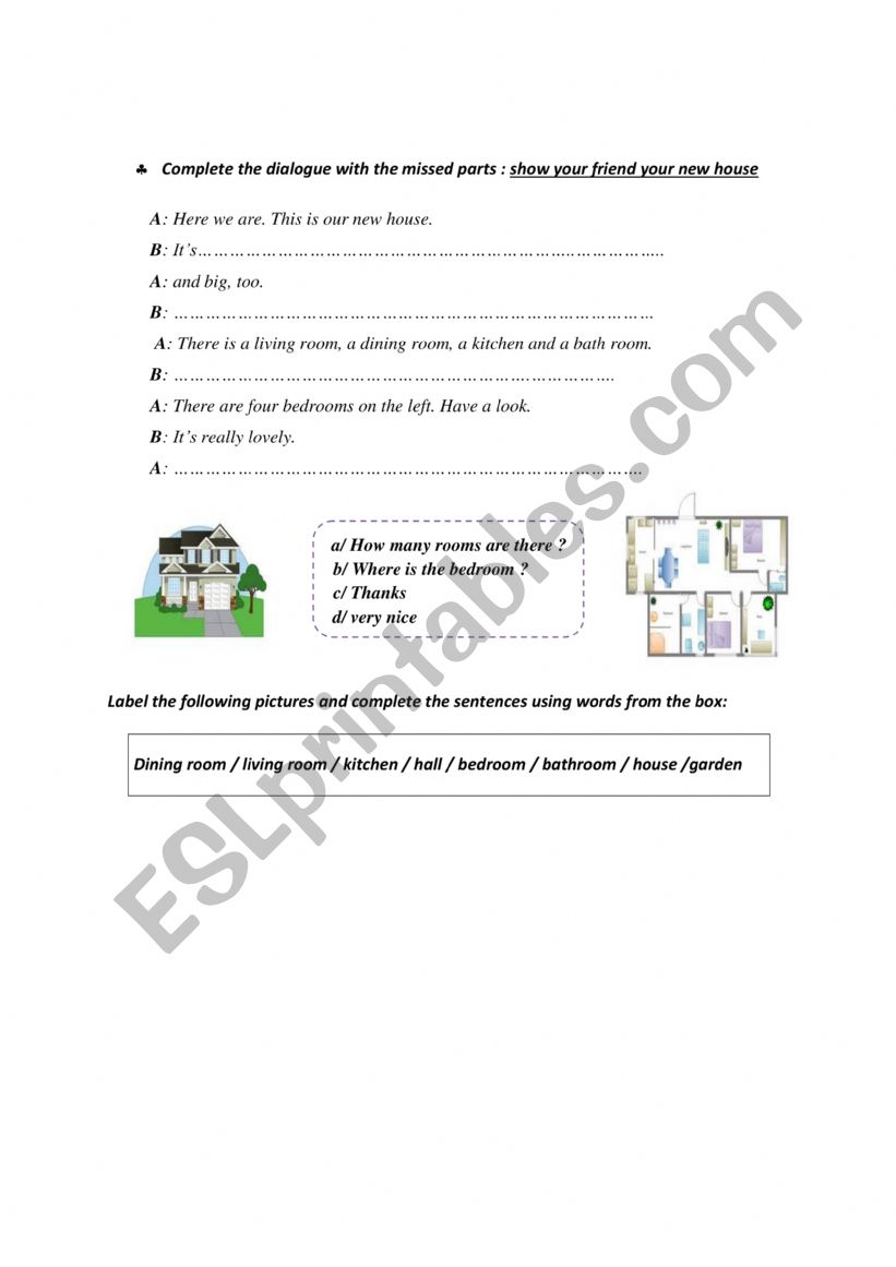 house worksheet