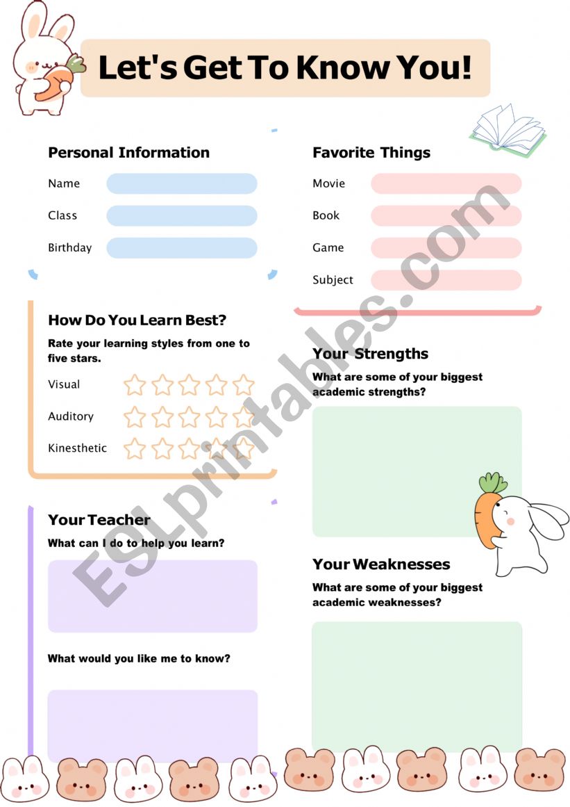 ALL ABOUT ME PART 4 worksheet