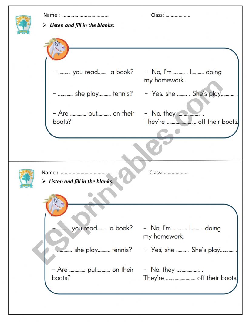 Present Continuous worksheet