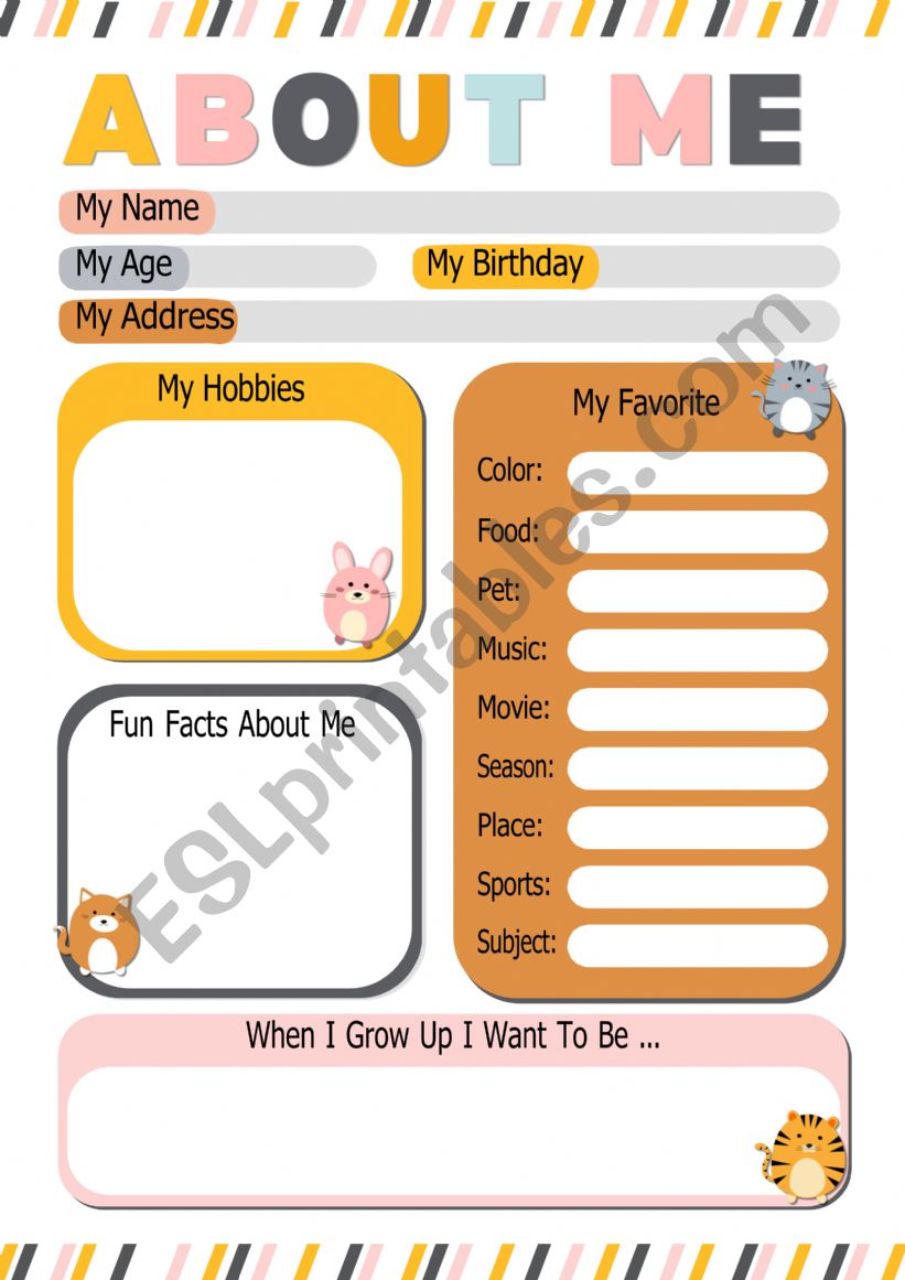 ALL ABOUT ME PART 8 worksheet