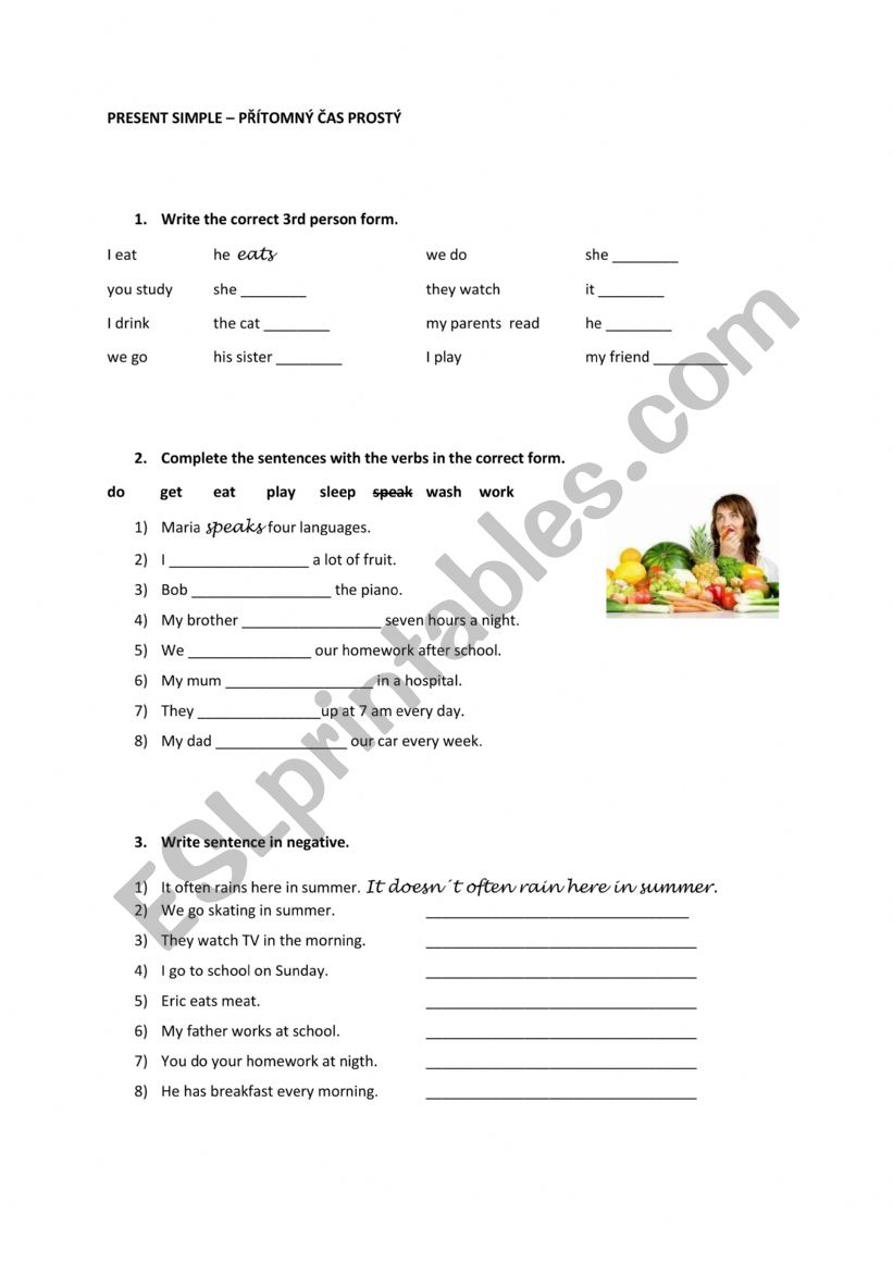 Present simple worksheet