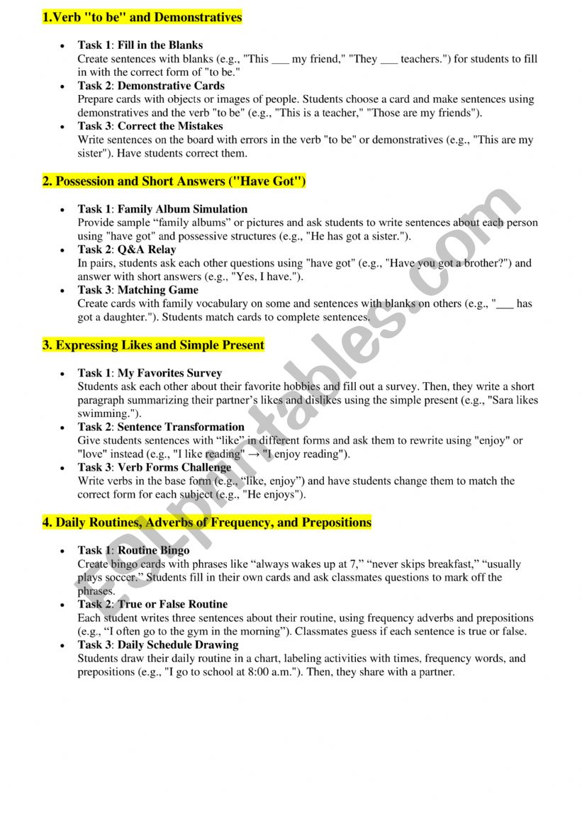 Review Module 1 7th forms worksheet