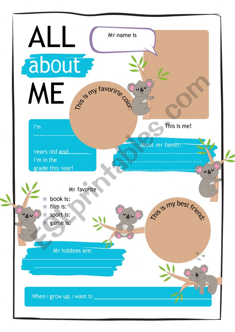 ALL ABOUT ME worksheet