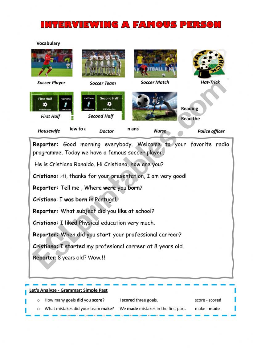 simple past reading worksheet