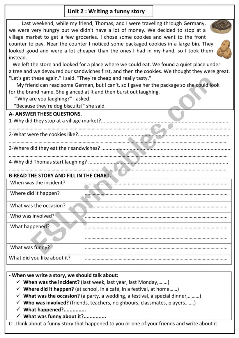 funny story worksheet