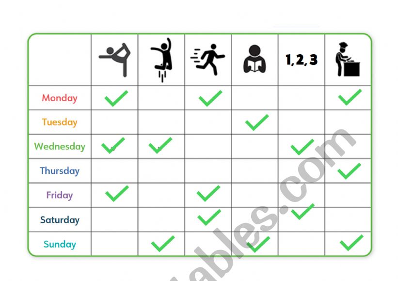 Routines Pre-A1 worksheet