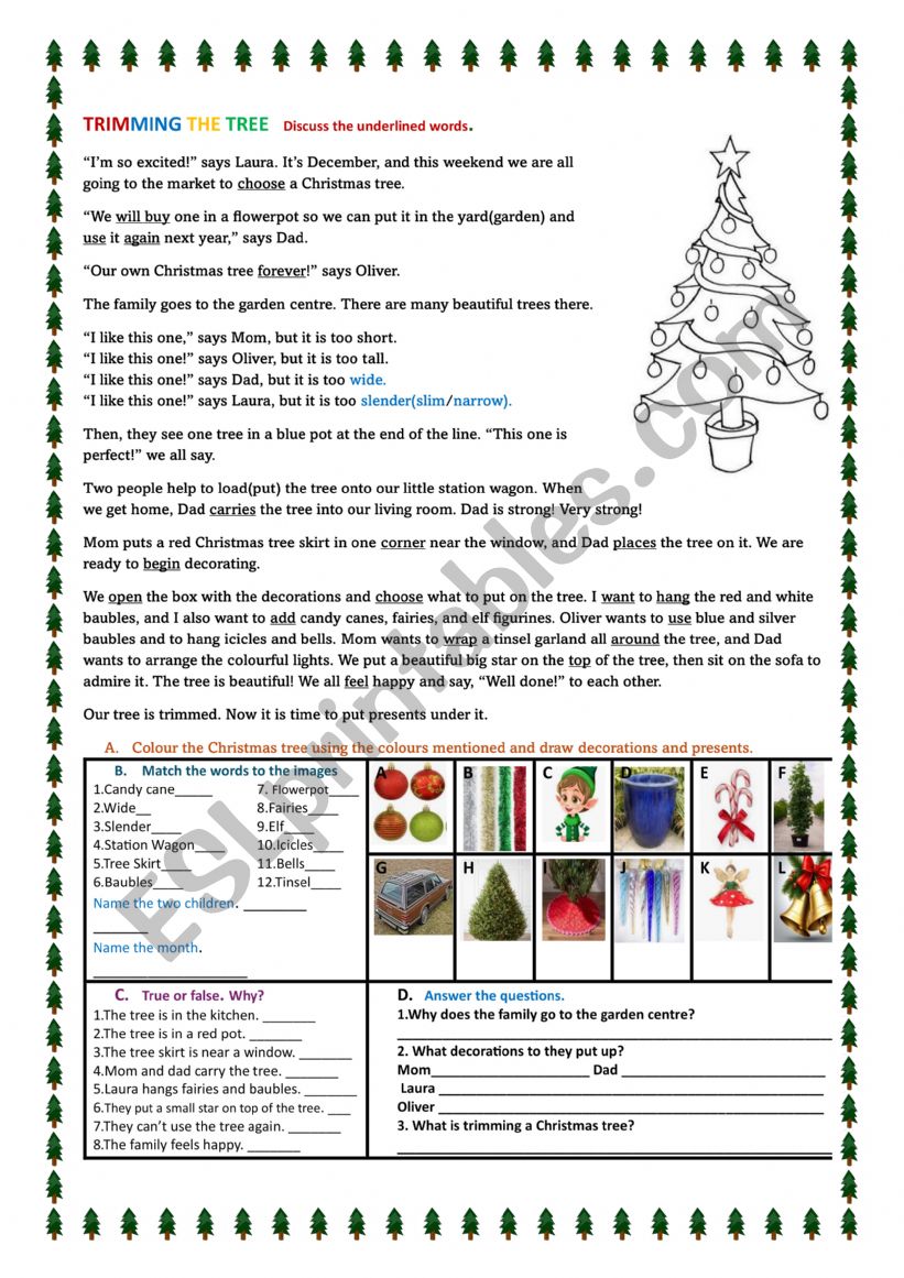 TRIMMING THE TREE worksheet