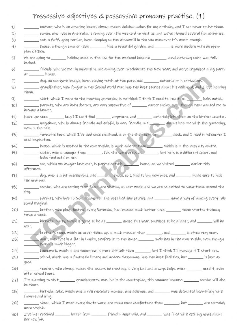 A1+-A2 Possessive adjectives & possessive pronouns practise. (1)