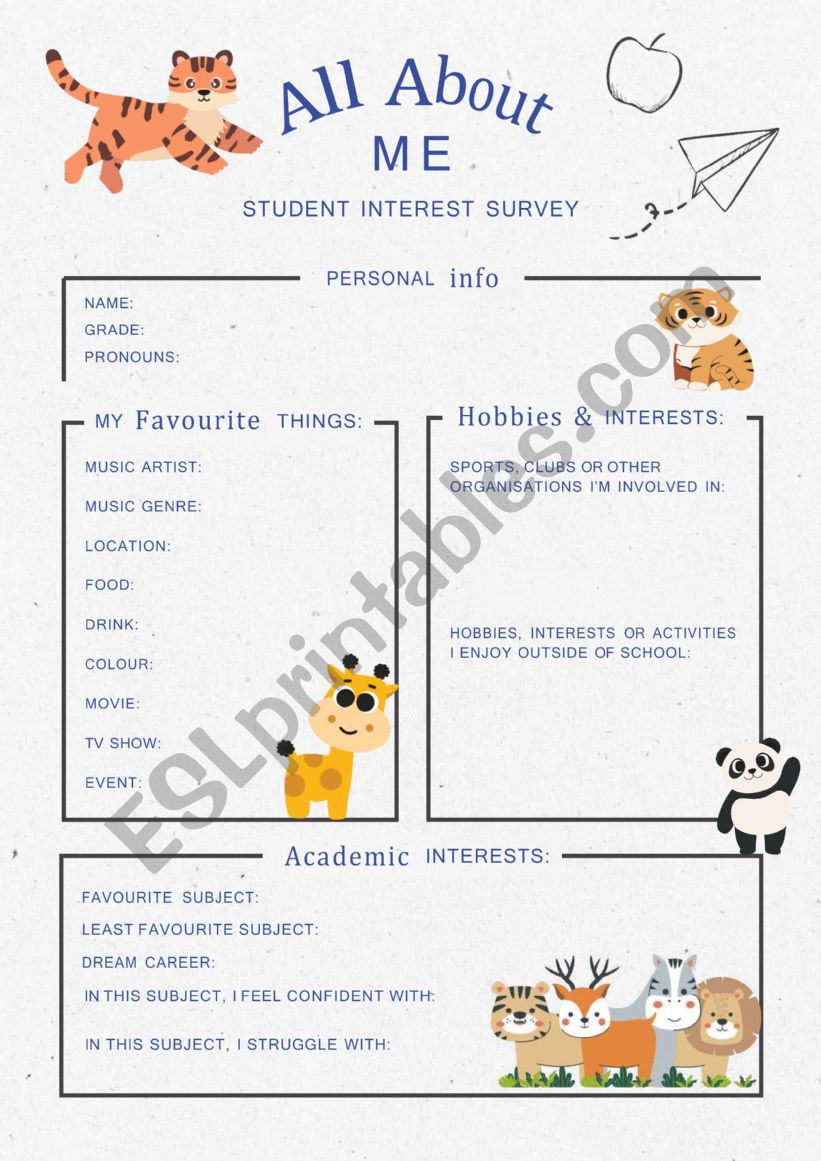 ALL ABOUT ME worksheet