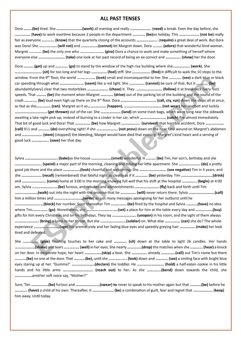 ALL PAST TENSES worksheet