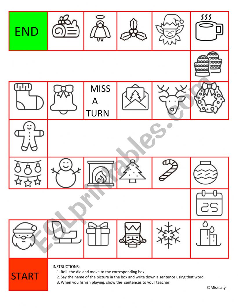 CHRISTMAS  FUN - BOARD GAME worksheet