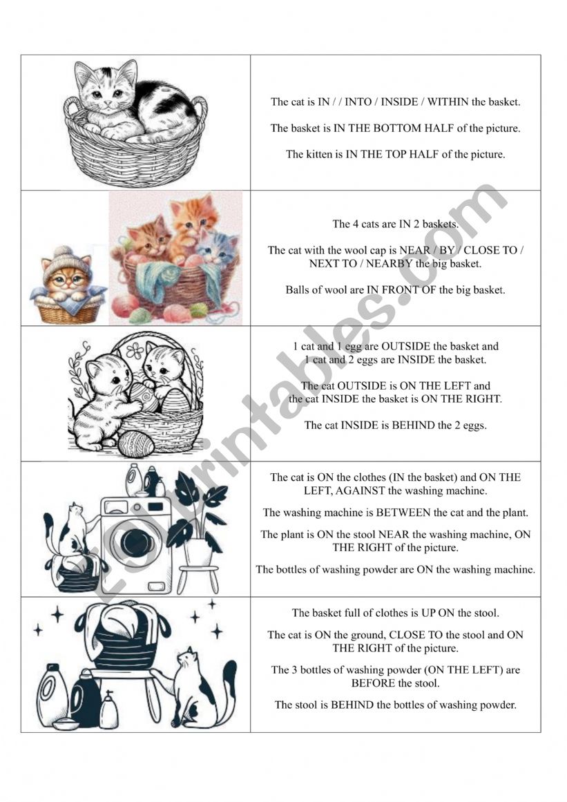 Prepositions of place : lesson with illustrated examples