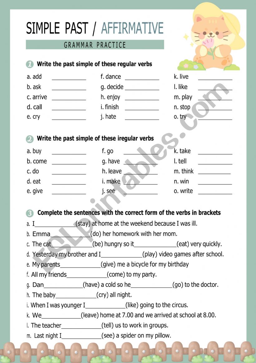 SIMPLE PAST TENSE worksheet