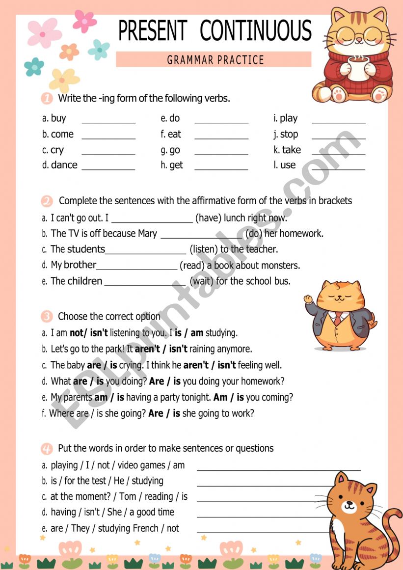 PRESENT CONTINUOUS TENSE worksheet