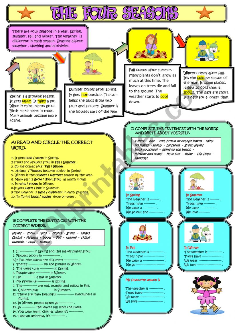 THE FOUR SEASONS worksheet