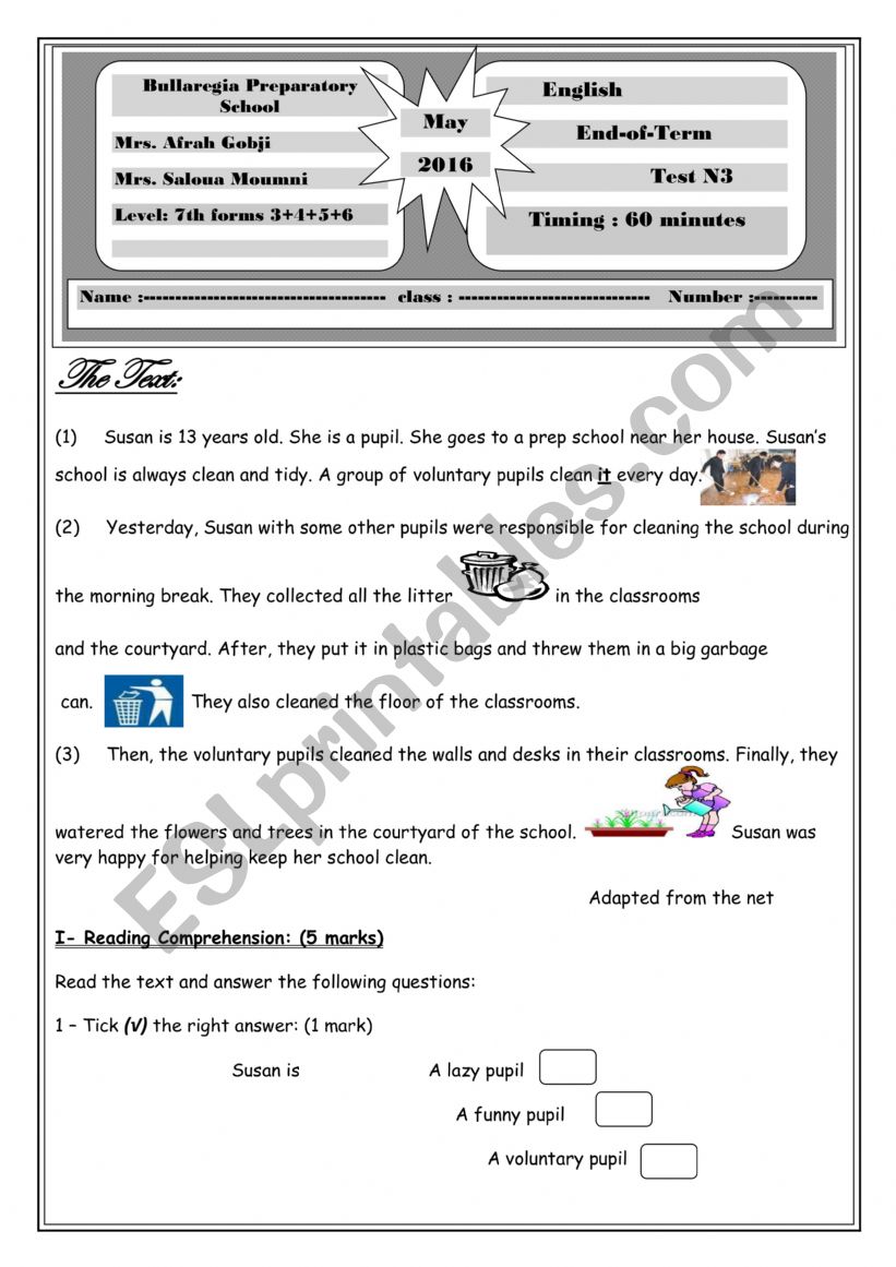 end of term test 3  worksheet