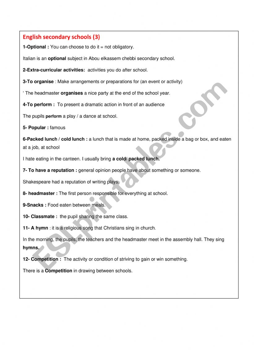 module 2 school3 8th form worksheet