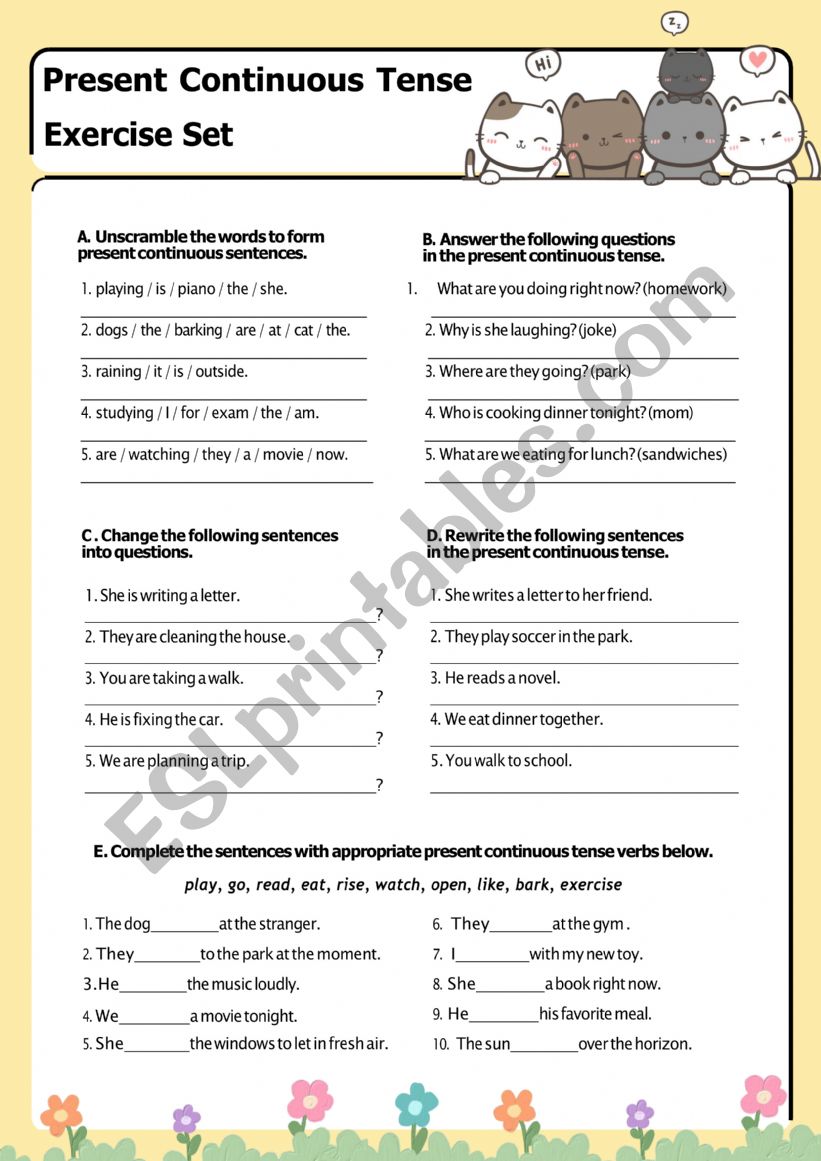 PRESENT CONTINUOUS TENSE worksheet