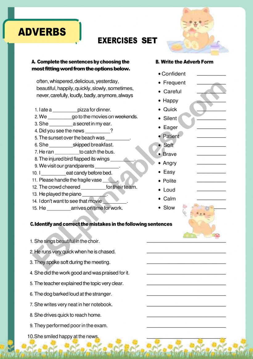 ADVERBS worksheet