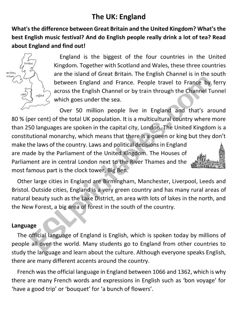 England worksheet