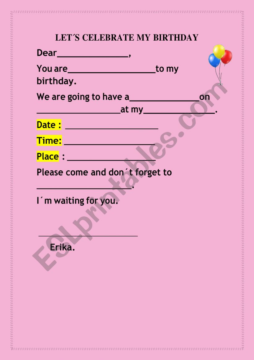 INVITATION CRD worksheet