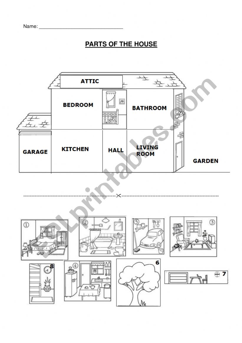 Rooms of the house worksheet