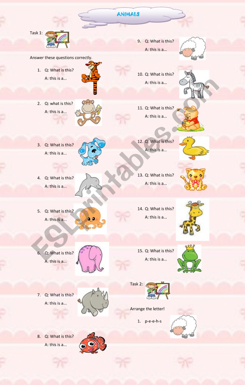 KINDS OF ANIMAL worksheet