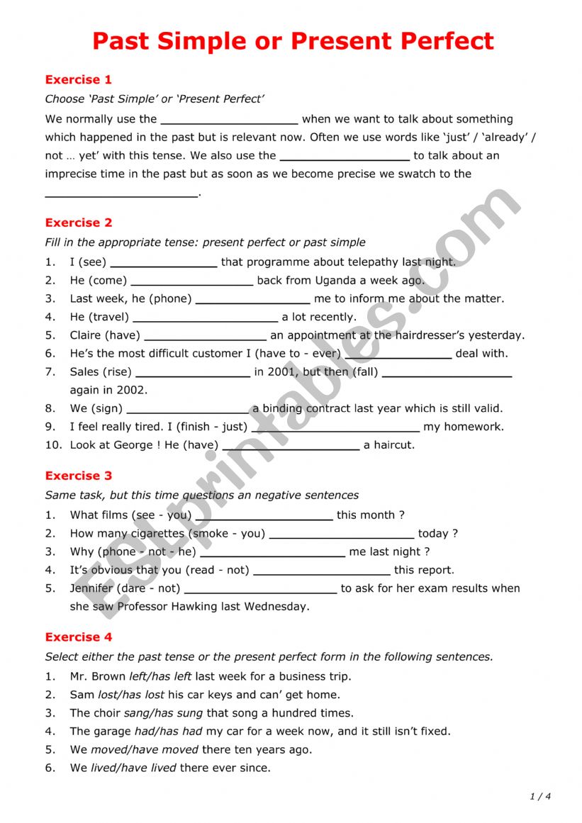 Present Perfect or Past Simple