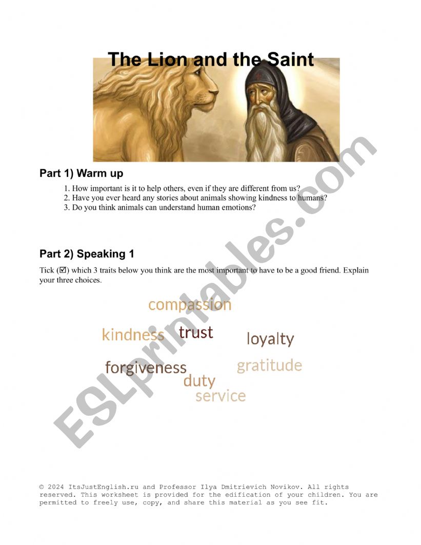 Reading and Speaking - The Lion and the Saint