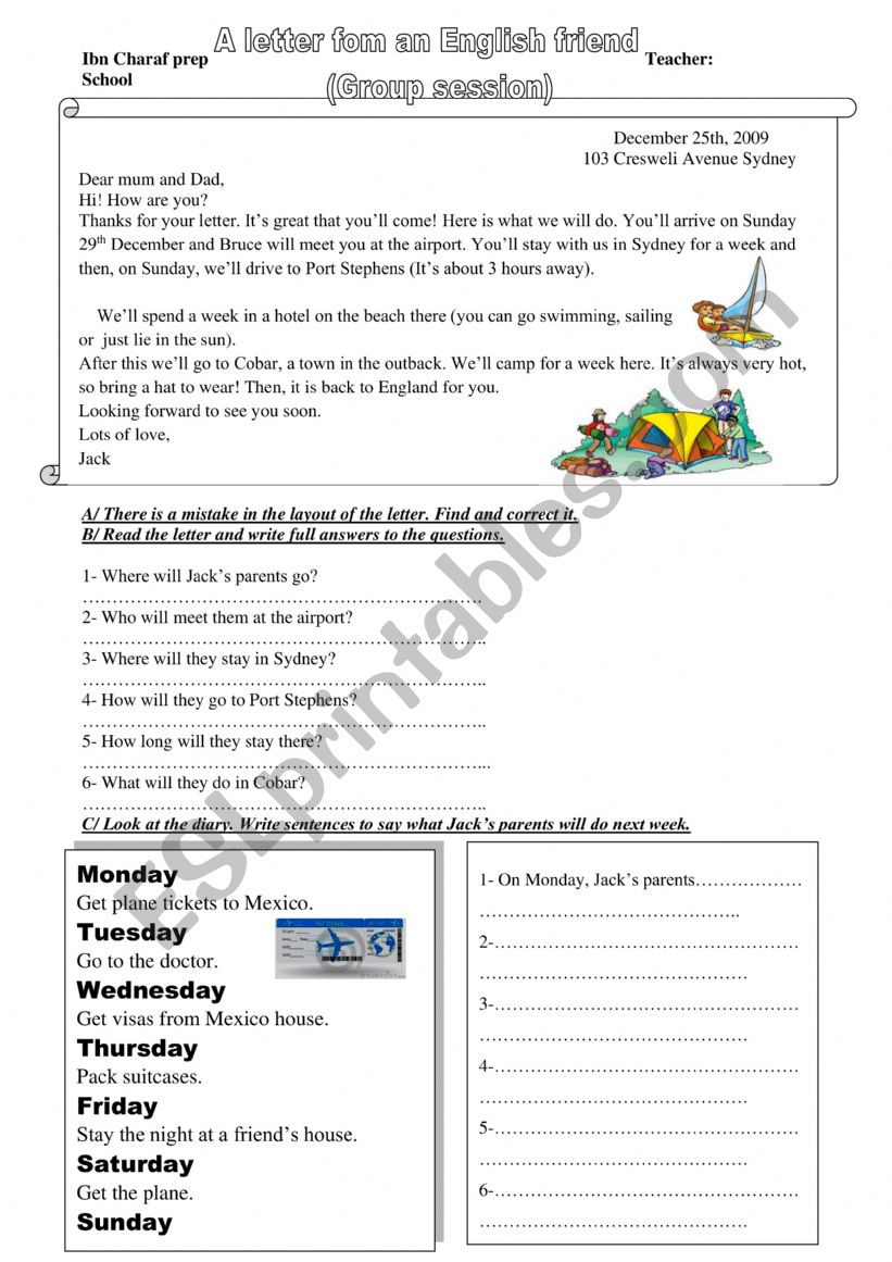 group session 8th forms worksheet