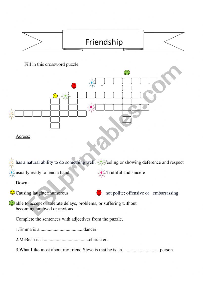 Friends -a crossword puzzle worksheet