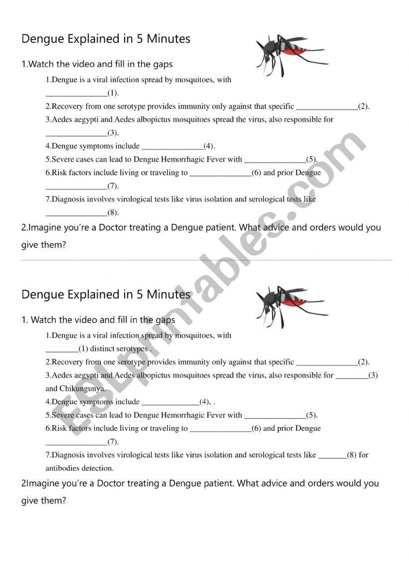 Video - Listening comprehension - Dengue