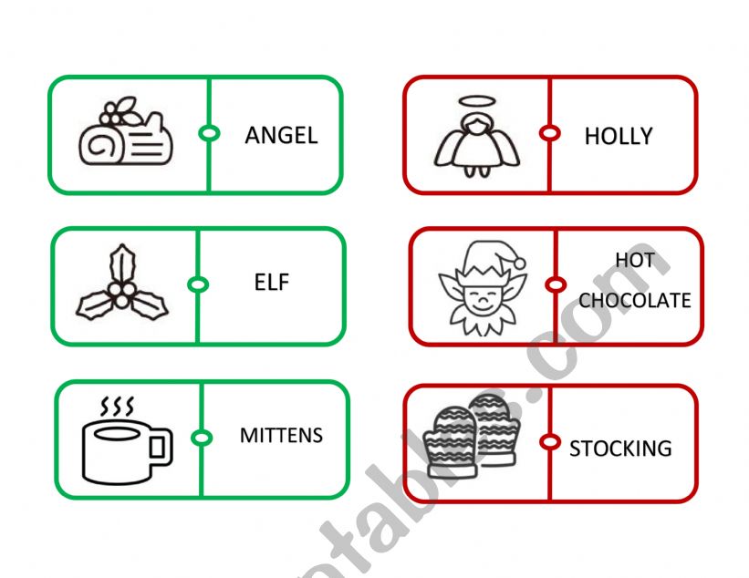 Christmas Domino Cards game worksheet