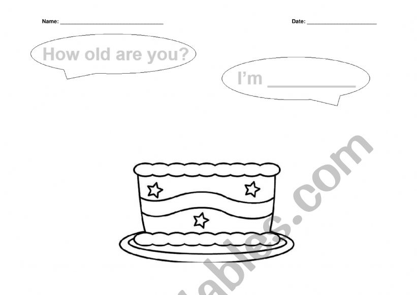 How old are you?  worksheet