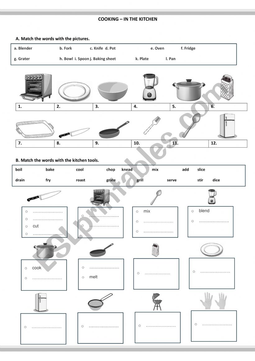 Cooking- In the Kitchen Vocabulary