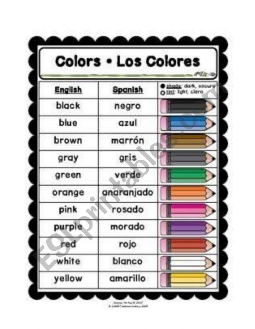 Colors worksheet