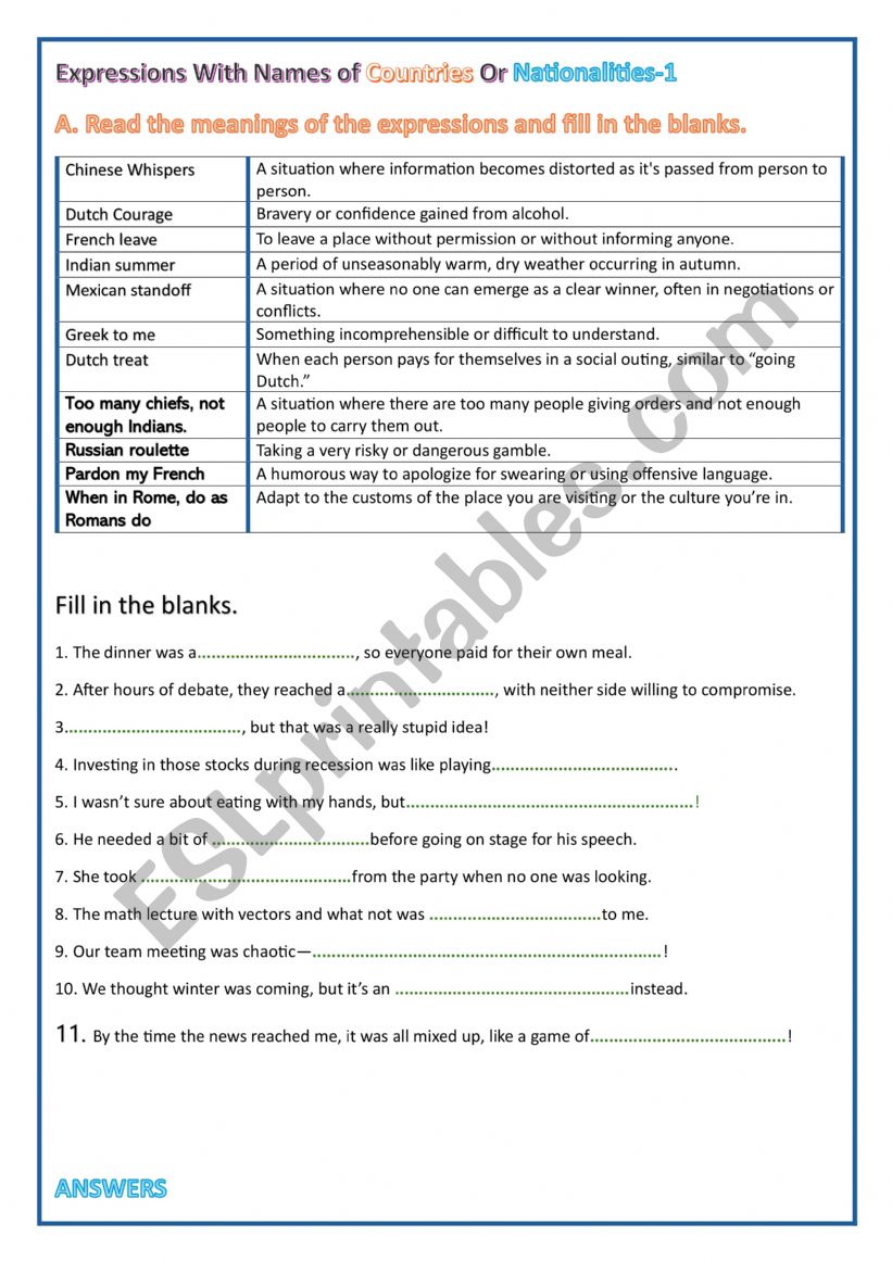 EXPRESSIONS WITH NAMES OF COUNTRIES AND NATIONALITIES 1